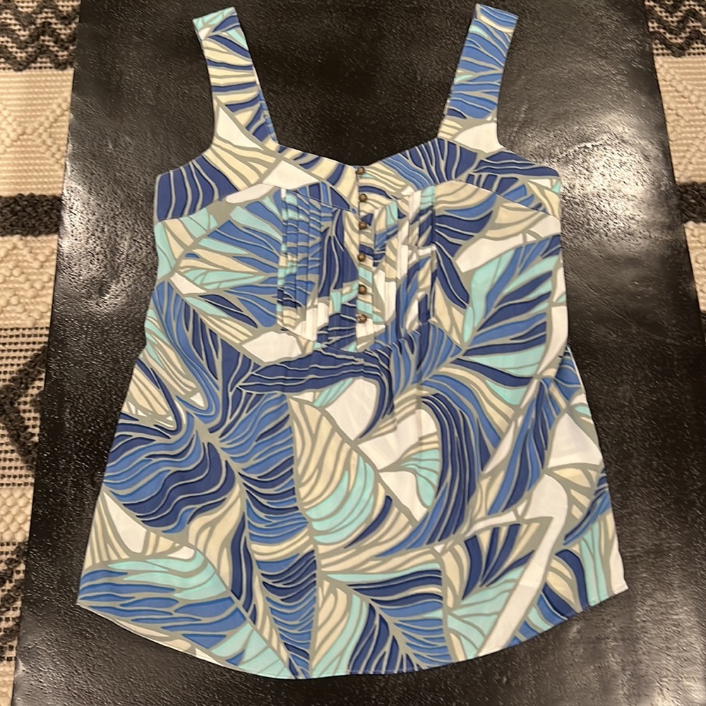 Banana Republic Blue Tropical Print Tank Top Size 0